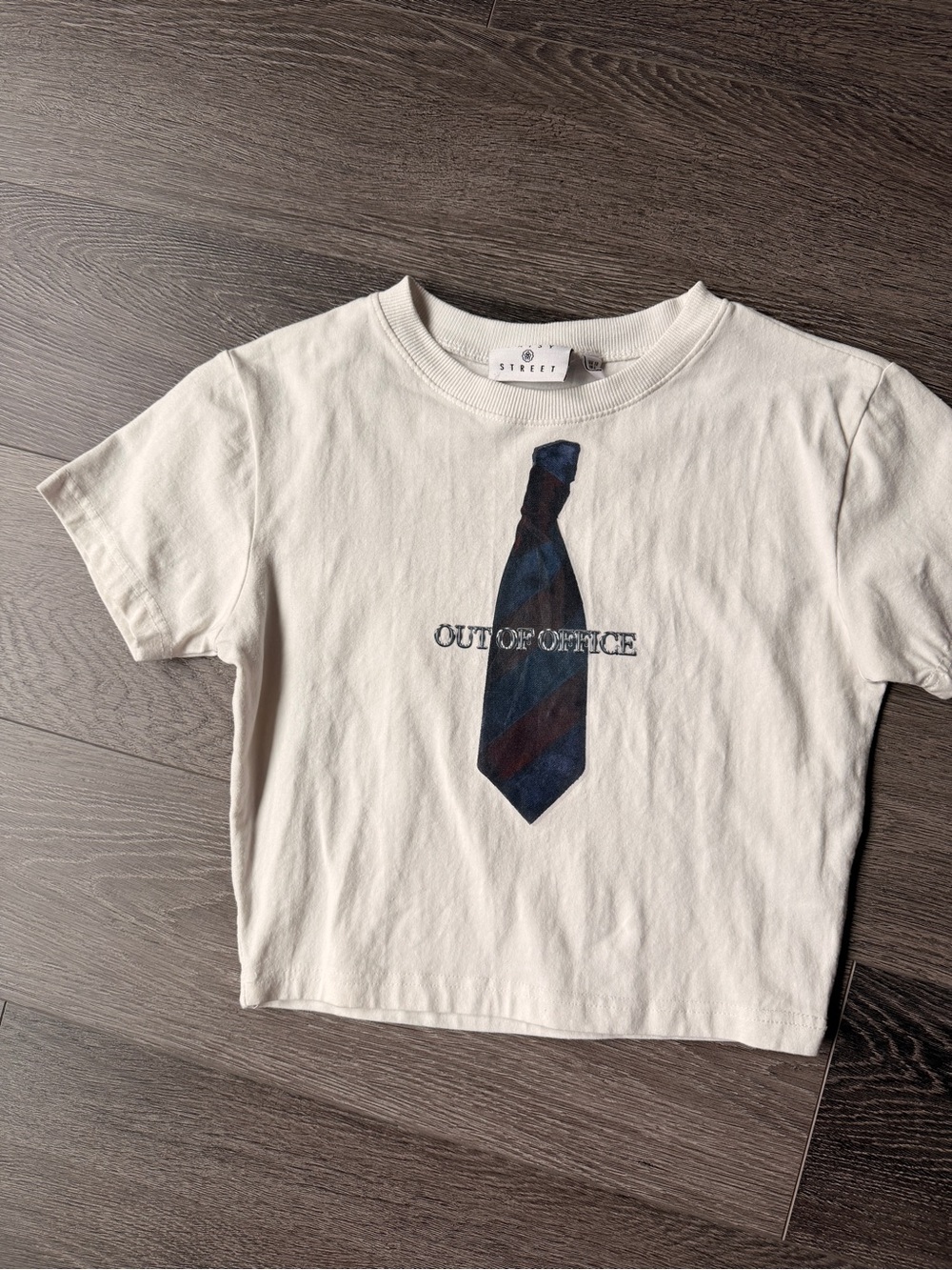 ASOS Cream Crop Tee with Tie Graphic